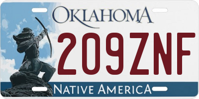 OK license plate 209ZNF