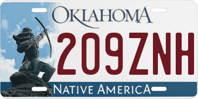 OK license plate 209ZNH