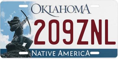 OK license plate 209ZNL