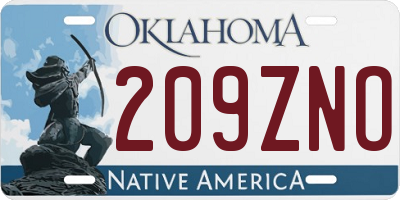 OK license plate 209ZNO