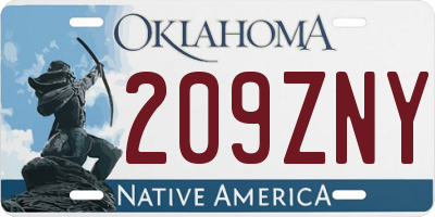 OK license plate 209ZNY