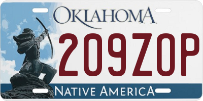 OK license plate 209ZOP