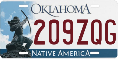 OK license plate 209ZQG