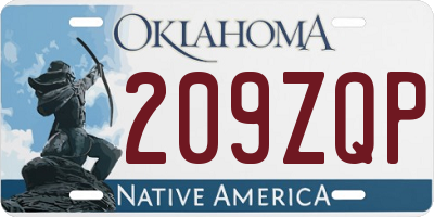 OK license plate 209ZQP
