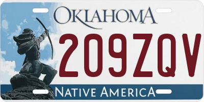 OK license plate 209ZQV