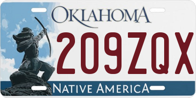 OK license plate 209ZQX