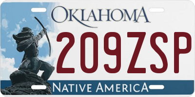 OK license plate 209ZSP