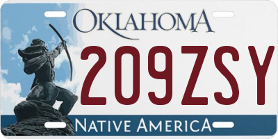 OK license plate 209ZSY