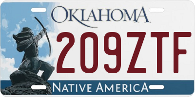 OK license plate 209ZTF