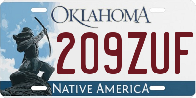 OK license plate 209ZUF