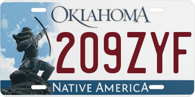 OK license plate 209ZYF