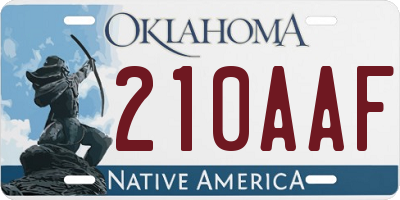 OK license plate 210AAF