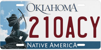 OK license plate 210ACY