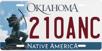 OK license plate 210ANC