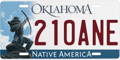 OK license plate 210ANE