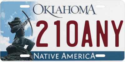 OK license plate 210ANY