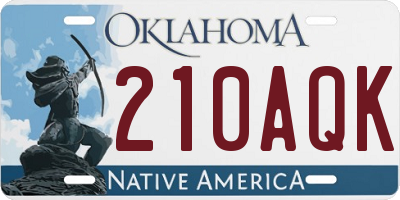 OK license plate 210AQK