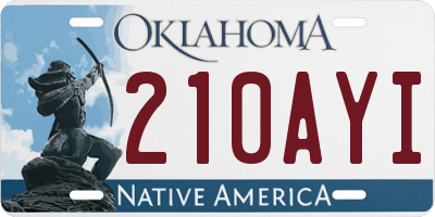 OK license plate 210AYI