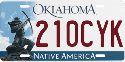 OK license plate 210CYK