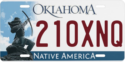 OK license plate 210XNQ