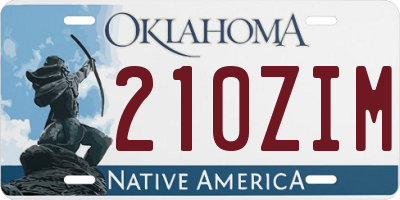 OK license plate 210ZIM