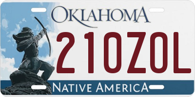 OK license plate 210ZOL