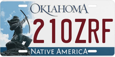 OK license plate 210ZRF