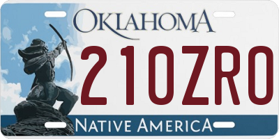 OK license plate 210ZRO