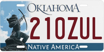 OK license plate 210ZUL