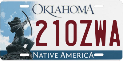 OK license plate 210ZWA
