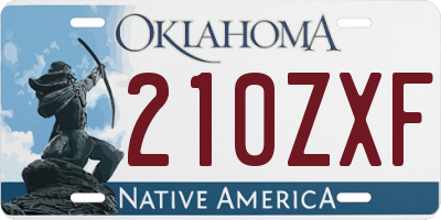 OK license plate 210ZXF