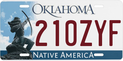 OK license plate 210ZYF