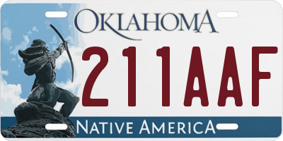 OK license plate 211AAF