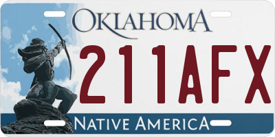 OK license plate 211AFX
