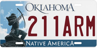 OK license plate 211ARM