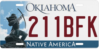 OK license plate 211BFK