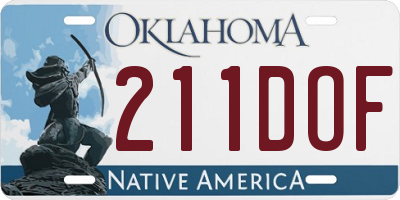 OK license plate 211DOF