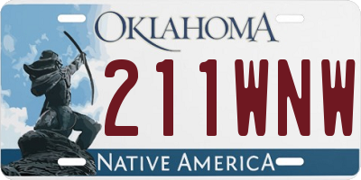 OK license plate 211WNW