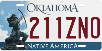 OK license plate 211ZNO