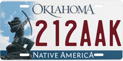 OK license plate 212AAK