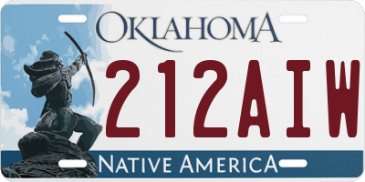 OK license plate 212AIW
