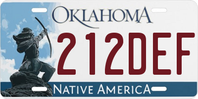 OK license plate 212DEF