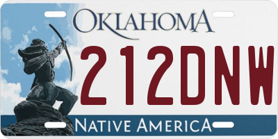 OK license plate 212DNW
