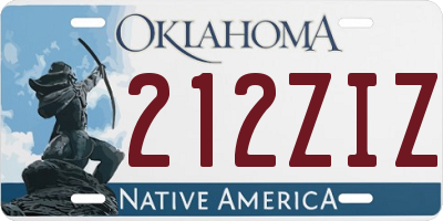 OK license plate 212ZIZ