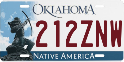 OK license plate 212ZNW