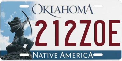 OK license plate 212ZOE