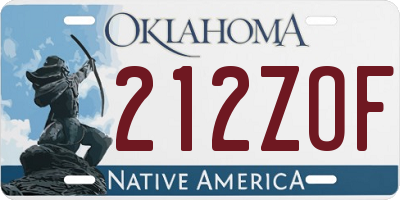 OK license plate 212ZOF