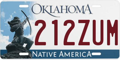 OK license plate 212ZUM