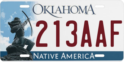 OK license plate 213AAF