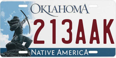 OK license plate 213AAK